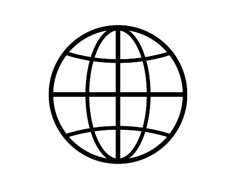 Web Icon Page Symbol. Globe Logo. Vector Illustration Image.