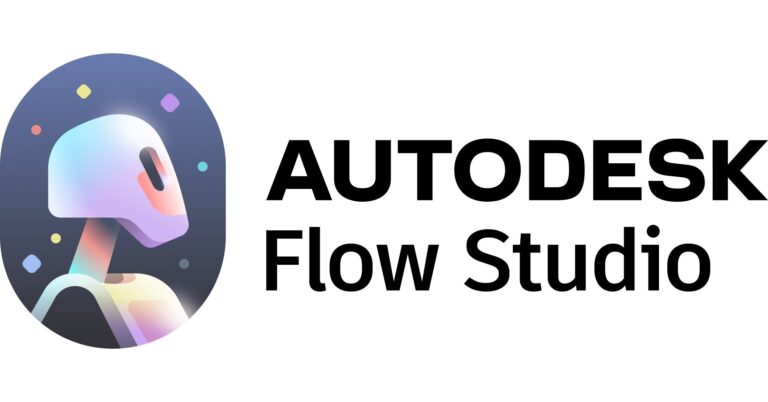 ADSK Flow Studio RGB Colored Robot Stacked Black Logo