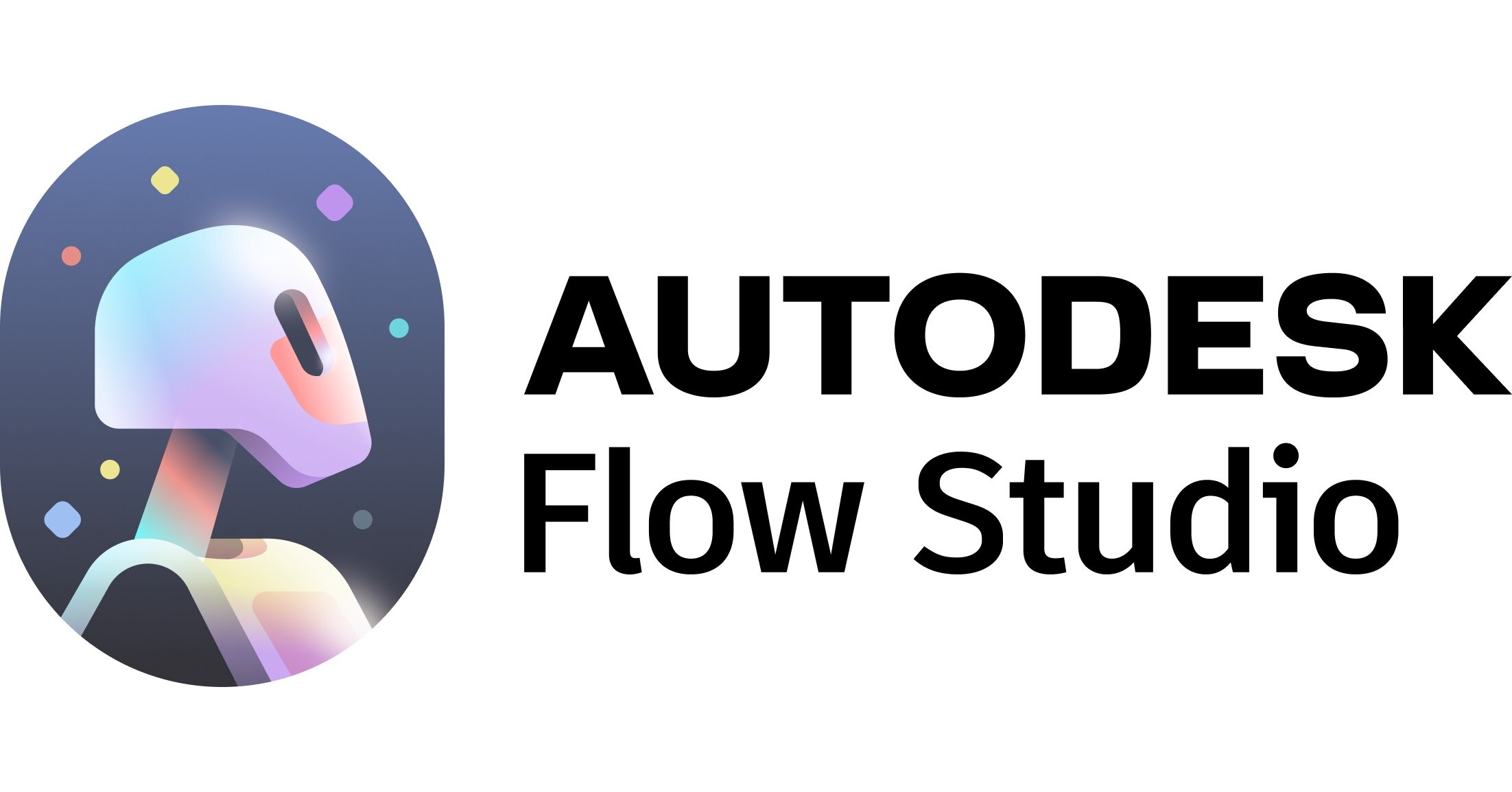 ADSK Flow Studio RGB Colored Robot Stacked Black Logo
