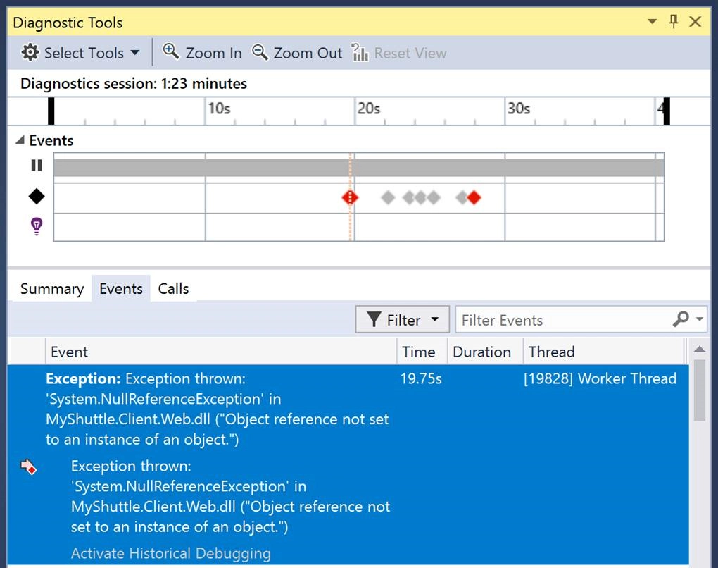 Screenshot Swimlane 4 IntelliTrace