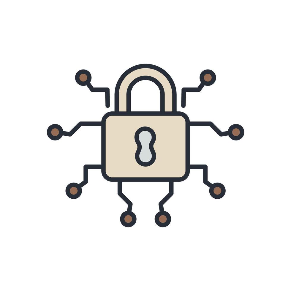 Data Security Icons Isolated On White Background Flat Style Design Vector