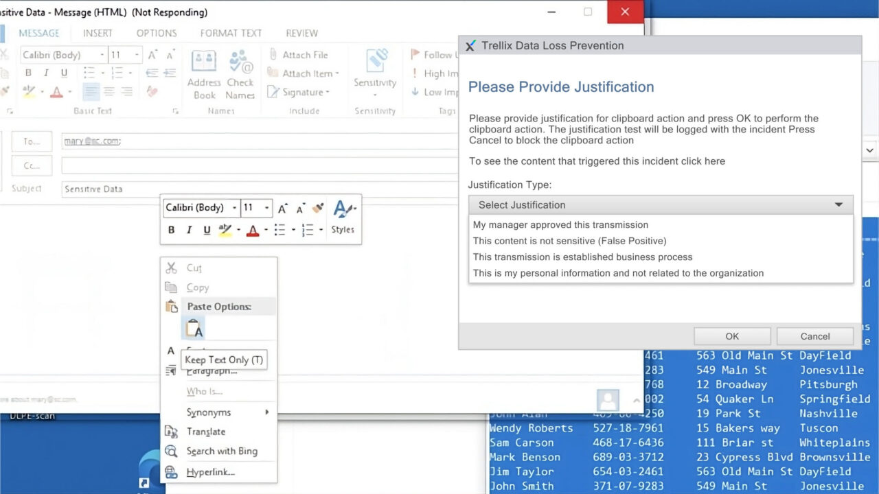 Dlp Endpoint End User Blocking Prompt And Request For Justification