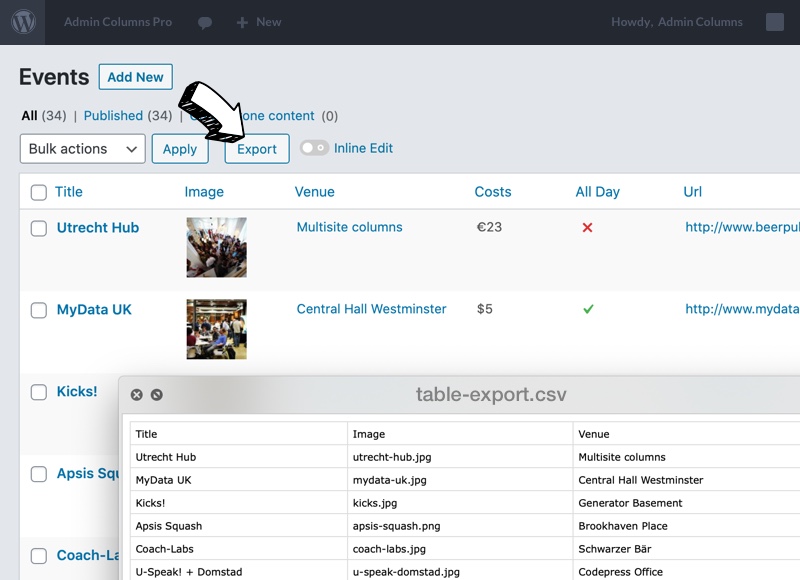 Export Csv